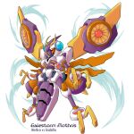  2000s_(style) abdomen_tail armor character_name copyright_name flying full_body godzilla_(series) godzilla_vs._mothra highres humanoid_robot insect_wings karakatodzo looking_at_viewer mechanization mega_man_(series) mega_man_zero_(series) mothra nakayama_tooru_(style) parody pincers red_eyes robot style_parody white_armor wings 