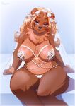 absurd_res accessory anthro areola areola_outline bear belly big_breasts blonde_hair blue_eyes breasts bridal_lingerie brown_areola brown_bear brown_body brown_fur brown_nipples clothing female flower flower_hair_accessory flower_headdress flower_in_hair fur gem glistening glistening_body glistening_breasts glistening_jewelry grizzly_bear hair hair_accessory headdress heterochromia hi_res jewelry lilith_(alakarnova) lingerie looking_at_viewer mammal mature_anthro mature_female necklace neon-chan nipple_outline nipples panties pearl_(gem) pearl_necklace plant purple_eyes rose_(flower) seductive simple_background sitting smile smiling_at_viewer solo thick_thighs underwear ursine wedding_veil white_background white_clothing white_flower white_lingerie white_panties white_rose white_underwear wide_hips