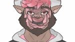  16:9 animated anthro bodypaint bovid bovine brown_beard brown_body brown_fur cattle donut_hole_(song) face_paint fur hair headshot_portrait male mammal mugshot pink_hair portrait saintbullart short_playtime solo vocaloid widescreen 