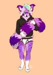  ailurid anthro black_clothing black_hoodie black_topwear blush briefs bulge clothing drawyourfursona fur hi_res hoodie hoodie/briefs_meme male mammal meme meme_clothing purple_body purple_fur red_panda simple_background solo standing topwear underwear unknown_artist white_clothing white_underwear 