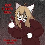 anthro ashblondekittyy ashlyn_(ashblondekitty) black_body black_fur blonde_hair blood blood_in_mouth blood_string bodily_fluids brown_eyes clothing domestic_cat english_text eyewear felid feline felis female fur glasses gore hair hoodie mammal pliers pulling_teeth pulling_tooth red_clothing red_hoodie red_topwear self-harm solo striped_body striped_fur stripes tears teeth text tools topwear trans_(lore) trans_woman_(lore) white_body white_fur