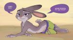  16:9 2020 anthro barefoot breasts cheek_tuft claws clothed clothing countershade_torso countershading crotch_lines dialogue dipstick_ears disney english_text facial_tuft female fur grey_body grey_fur half-closed_eyes head_tuft hi_res judy_hopps lagomorph leporid looking_at_viewer mammal multicolored_body multicolored_ears multicolored_fur narrowed_eyes nipples purple_eyes rabbit samur_shalem scut_tail signature simple_background small_breasts smile solo speech_bubble swimming_trunks swimwear text toe_claws topless tuft two_tone_body two_tone_fur white_body white_countershading white_fur widescreen zootopia 