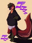  3:4 anthro black_clothing black_hoodie black_topwear briefs bulge clothing drawyourfursona hi_res hoodie hoodie/briefs_meme jojo&#039;s_bizarre_adventure lutrine male mammal meme meme_clothing mustelid simple_background solo standing topwear underwear unknown_artist white_clothing white_underwear 