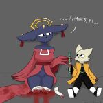 2025 absurd_res amputee anthro bandage bandaged_leg black_clothing black_eyes blood blood_on_clothing blood_on_hand blood_trail bodily_fluids breasts clothed clothing digital_media_(artwork) disability duo ear_piercing english_text eyelashes felid feline female footwear forehead_gem fur gem goumang_(nine_sols) halo hi_res mammal missing_leg nine_sols notmypornaccount open_mouth piercing red_candle_games simple_background sitting smile smoking_pipe solarian teeth text topwear white_body white_fur wings yellow_clothing yi_(nine_sols)