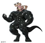 2025 abs absurd_res anthro black_bodysuit black_clothing black_latex black_skinsuit bodysuit brown_body bulge canid canine clothed clothed_anthro clothed_male clothing cxcxxcxxxx digitigrade hi_res latex latex_bodysuit latex_clothing latex_skinsuit male mammal multicolored_body muscular muscular_anthro muscular_male pink_body simple_background skinsuit solo tail thick_thighs tight_clothing tusks two_tone_body white_background