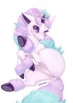  absurd_res ambiguous_gender blue_hair equid equine eyelashes featureless_crotch feral fluffy fluffy_tail fur galarian_ponyta hair hi_res hooves horn mammal multicolored_hair nintendo norza one_eye_closed pok&eacute;mon pok&eacute;mon_(species) purple_eyes purple_hair regional_form_(pok&eacute;mon) simple_background solo unicorn video_games white_body white_fur 