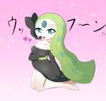  &lt;3 blush breasts female humanoid japanese_text legendary_pok&eacute;mon meloetta nintendo not_furry pok&eacute;mon pok&eacute;mon_(species) pon_(pixiv) solo text tongue tongue_out video_games 