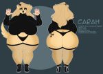  2d_(artwork) accessory anthro big_breasts big_butt biped bird_dog blonde_hair blue_eyes breasts butt canid canine canis carah_(smoreflavored) clothed clothing curvy_figure digital_drawing_(artwork) digital_media_(artwork) domestic_dog female front_and_back fur golden_retriever hair hair_accessory hair_bow hair_ribbon hi_res huge_breasts hunting_dog lips long_hair lunarclaws mammal model_sheet neck_tuft retriever ribbons simple_background solo standing text thick_thighs topwear tuft underwear voluptuous wide_hips yellow_body yellow_fur 