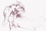  3:2 absurd_res breasts female fin gills hi_res hoo_(artist) looking_at_viewer looking_up marine merfolk monochrome simple_background small_breasts solo white_background 