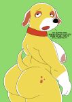  2020 anthro big_breasts big_butt breasts butt butt_spots canid canine canis chubby_female collar domestic_dog english_text female looking_at_viewer mammal martha_lorraine martha_speaks nipples simple_background solo text toonarscontent 
