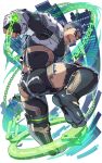  1boy armor ass bara black_bodysuit blue_eyes body_hair bodysuit breastplate broken_armor bulge cuffs dark_blue_hair dynamic_pose facial_hair feet fingerless_gloves fishnet_legwear fishnets forehead_protector forked_eyebrows full_body gammei_(live_a_hero) gloves hair_strand hairy handcuffs leg_hair live_a_hero looking_at_viewer male_focus muscle official_art oversized_object pectorals short_hair shukou_akanaru_(trabel) solo stubble thick_thighs thighs tied_hair torn_bodysuit torn_clothes undercut 