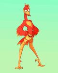  2020 anthro avian banjo-kazooie beak bird bottomwear breegull clothed clothing feathers female flat_chested fluttershythekind full-length_portrait hi_res kazooie lipstick looking_down makeup portrait rareware red_body red_feathers shorts solo standing topless video_games yellow_bottomwear yellow_clothing yellow_shorts 