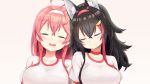  2girls ahoge animal_ear_fluff animal_ears black_hair blush closed_eyes hair_ornament hairclip highres hololive long_hair multicolored_hair multiple_girls ookami_mio open_mouth pink_hair red_hair sakura_miko streaked_hair tail virtual_youtuber vvthh4qok9khb8f wolf_ears x_hair_ornament 