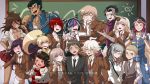  6+boys 6+girls ahoge bandaged_leg bandages bangs black_hair black_jacket black_neckwear blonde_hair blue_eyes blue_hair blush braid breasts brown_hair brown_jacket brown_skirt cat_hair_ornament chain chalkboard cleavage closed_eyes collarbone collared_shirt commentary criis-chan danganronpa danganronpa_3 dark_skin dark_skinned_female double_w dress_shirt everyone facial_hair fat fat_man flower freckles glasses goatee hair_between_eyes hair_flower hair_ornament hairclip hanamura_teruteru hat hinata_hajime jacket japanese_clothes kimono koizumi_mahiru komaeda_nagito kuzuryuu_fuyuhiko large_breasts long_hair looking_at_viewer medium_breasts medium_hair mini_hat mioda_ibuki multicolored_hair multiple_boys multiple_girls muscle nanami_chiaki neck_ribbon necktie nidai_nekomaru one_eye_closed open_mouth owari_akane pekoyama_peko pink_hair pink_scarf pleated_skirt ponytail purple_hair red_hair red_ribbon red_skirt ribbon saionji_hiyoko scarf shirt short_hair skirt smile sonia_nevermind souda_kazuichi sweat tanaka_gandamu togami_byakuya tongue tongue_out trembling tsumiki_mikan twin_braids upper_teeth very_short_hair vest w white_shirt 