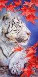  1:2 ambiguous_gender felid feral fur hi_res irenadem leaf mammal maple_leaf oil_painting_(artwork) painting_(artwork) pantherine stripes_(marking) tiger traditional_media_(artwork) whiskers white_body white_fur 