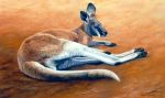  ambiguous_gender brown_body brown_fur eyes_closed feral fur kangaroo macropod mammal marsupial oil_painting_(artwork) painting_(artwork) red_kangaroo solo traditional_media_(artwork) wildartguy 