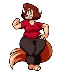  absurd_res anthro canid canine canis domestic_dog female galactabee hand_on_hip hi_res mammal nikki_(galactabee) sharp_teeth simple_background solo teeth thick_thighs white_background wide_hips 