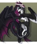  2_horns accessory artist_name back_mane back_wings bent_legs black_body black_feathers black_fur black_membrane black_scales black_toe_claws blue_horn bone claws closed_smile commissioner_name countershade_face countershade_neck countershade_scales countershade_torso countershading crescent_moon_(marking) cuddling digital_media_(artwork) dorsal_frill dragon drop_shadow duo ear_markings ender_(endermoonfur) european_mythology eyes_closed feathered_diva feathered_wings feathers feet female female_feral feral frill_(anatomy) fur furgonomics furred_dragon furred_scalie gradient_membrane gradient_wings grey_background grey_body grey_fur grey_hair grey_mane hair head_crest head_frill head_horn hi_res horn horn_accessory hug intimate intraspecies jewelry letterbox lying male male/female male_feral mane markings membrane_(anatomy) membranous_wings moon_(marking) mouth_closed mythological_creature mythological_scalie mythology necklace on_side pointy_ears purple_body purple_countershading purple_markings purple_membrane purple_scales red_eyes ridged_horn scales scalie scutes shaded short_horn simple_background skull small_horn smile tail_mane tapering_tail text toe_claws touching_back touching_chest touching_shoulder ventral_scales virul western_dragon white_bars white_body white_countershading white_feathers white_feet white_fur white_markings white_toe_claws wing_claws winged_dragon wings 