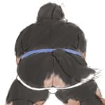  1:1 2020 anthro bernese_mountain_dog black_body black_fur brown_body brown_fur bulge butt canid canine canis clothing domestic_dog fur hi_res jockstrap kemono male mammal molosser mountain_dog overweight overweight_male simple_background solo swiss_mountain_dog underwear white_background yaki_atsuage 