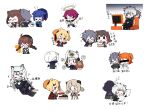  >_< 1boy 6+girls absurdres animal_ears arknights bear_ears bear_girl blonde_hair blue_hair brown_hair cat_ears cat_girl censored chibi chinese_text commentary_request cooking cuora_(arknights) demon_girl demon_horns doctor_(arknights) eating exusiai_(arknights) fate/grand_order fate_(series) female_doctor_(arknights) food frying_pan fujimaru_ritsuka_(female) grey_hair gummy_(arknights) halo highres horns ifrit_(arknights) jacket jessica_(arknights) juexing_(moemoe3345) multicolored_hair multiple_boys multiple_girls music musical_note orange_hair popcorn pramanix_(arknights) red_hair shaw_(arknights) shirayuki_(arknights) silverash_(arknights) simple_background singing snow_leopard_boy snow_leopard_ears snow_leopard_girl snow_leopard_tail tail television twintails white_background white_hair zima_(arknights) 