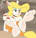  3_toes absurd_res angry animaniacs anthro cigarette_holder colored_nails eyeshadow female foot_focus hi_res makeup mammal minerva_mink mink mustelid musteline nails sitting smoke smoking solo toes warner_brothers zp92 