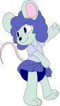 3_toes 4_fingers abdl agumonofalchemy alpha_channel ambiguous_gender anthro barefoot black_nose blue_bottomwear blue_clothing blue_diaper blue_eyes blue_hair blue_miniskirt blue_shirt blue_skirt blue_topwear bottomwear clean_diaper closed_smile clothed clothing clothing_lift curly_hair diaper diaper_under_clothing diaper_under_skirt digital_drawing_(artwork) digital_media_(artwork) exposed_diaper feet fingers full-length_portrait fur gesture green_arms green_body green_chest green_ears green_face green_feet green_fur green_hands green_legs green_neck green_paws green_snout green_torso hair handpaw happy hi_res hindpaw holding_bottomwear holding_clothing holding_object holding_skirt long_tail looking_at_another mammal messy_hair miniskirt miniskirt_lift mouse mouse_tail mouth_closed multicolored_ears murid murine paws pink_inner_ear pink_tail portrait raised_arm raised_leg rodent rodent_tail shirt shoulder-length_hair simple_background skirt skirt_lift smile smiling_at_another solo tail toes topwear transparent_background v-neck waving waving_hand wavy_hair wearing_diaper
