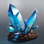  blue_theme cluseller commentary_request crystal gradient gradient_background grey_background light_particles no_humans original rock sapphire_(gemstone) shiny simple_background still_life 
