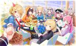  6+girls absurdres aikawa_megumi aoi_erika asakura_karen_(heaven_burns_red) asami_makiko_(heaven_burns_red) blonde_hair bouquet braid brown_hair bungo_yayoi burger byakko_(heaven_burns_red) carole_reaper cat charlotta_skopovskaya commentary_request date_akari eyewear_on_head female_pov food hanamura_shiki hat heaven_burns_red highres higuchi_seika hiiragi_kozue holding_hands irene_redmayne ishii_iroha izumi_yuki_(heaven_burns_red) kanzaki_adelheid kayamori_ruka kiryuu_miya kunimi_tama kura_satomi kurozawa_maki li_yingxia maria_de_angelis maruyama_kanata matsuoka_chiroru mikoto_fubuki minase_ichigo minase_sumomo mizuhara_aina multiple_girls murofushi_risa nanase_nanami_(heaven_burns_red) narby_(heaven_burns_red) natsume_inori nikaidou_misato ogasawara_hisame ooshima_ichiko ooshima_isuzu ooshima_minori ooshima_muua ooshima_niina ooshima_yotsuha party_hat party_popper pink_hair pov rinki_oohen sakuraba_seira satsuki_mari shirakawa_yuina sitting sugawara_chie tenne_miko tezuka_saki toujou_tsukasa tsukishiro_mona vritika_balakrishnan yamawaki_bon_ivar yanagi_mion 