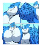  anthro biceps blue_body bouncing_pecs fish flexing hi_res kaiju male marine muscular muscular_anthro muscular_male pecs rumble_(movie) shark smile smirk solo talegas tentacle_monster tentacles tentacular_(rumble) 