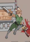 aiming aiming_weapon anthro armor black_body black_fur blood blood_on_wall blood_on_weapon blood_splatter bloody_wall bloody_weapon bodily_fluids breastplate breasts brown_body brown_fur buckteeth chainsaw clothing daisy_(doom) doom_(series) door female fluffy foxboy83 fur green_armor green_clothing gun headgear helmet hi_res holding_gun holding_object holding_weapon id_software lagomorph leporid mammal patreon power_tool rabbit ranged_weapon red_eyes shotgun solo tan_body tan_fur teeth text thick_thighs tools url video_games weapon wide_hips 