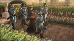 anthro belt buckle cardinal_(religious_office) clothing cross flower group hat headgear headwear hi_res jayk_(artist) male melee_weapon one_arm path plant scar sculpture statue sword tail weapon