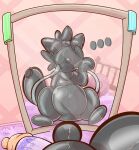 after_transformation ambiguous_gender animate_inanimate anthro aqua_(innocentenough) artist_name baby_bottle black_body black_diaper black_ears black_kerchief black_neckerchief black_nose black_tail black_whiskers carpet clean_diaper clothing crib dewott diaper diaper_creature ellipsis english_text eyewear eyewear_on_head featureless_face featureless_feet featureless_hands feet first_person_view generation_5_pokemon glistening glistening_body glistening_diaper goggles goggles_on_head hand_on_face handle handles_on_shoulders hi_res hosesuit identity_death inflation_valve innocentenough kerchief latex_diaper living_pool_toy looking_at_mirror looking_at_object mirror neckerchief neckwear nintendo null nullification pokeball pokemon pokemon_(species) purple_carpet signature sitting solo splatinkle tail text text_on_container tight_clothing wall_(structure) whiskers