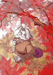  2020 anthro autumn clothed clothing detailed_background fur humanoid_hands kemono lagomorph leporid mammal outside rabbit slightly_chubby solo takagi_kyou tree white_body white_fur 