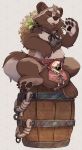  2020 4_fingers 4_toes anthro arm_tuft ball_tuft balls barrel bell big_balls biped black_nose black_pawpads brown_body brown_ears brown_fur bulge canid canine cheek_tuft claws clothed clothing countershade_torso countershading digital_drawing_(artwork) digital_media_(artwork) ear_tuft elbow_tufts eyebrows eyes_closed facial_tuft finger_claws fingers fur genitals hat head_tuft headgear headwear hi_res huge_balls leg_tuft loincloth male mammal multicolored_body multicolored_fur object_in_mouth open_mouth open_smile pawpads paws plantigrade raccoon_dog rope seth-iova simple_background sitting smile solo straw_hat tan_body tan_countershading tan_eyebrows tan_fur tanuki toe_claws toes tongue tuft two_tone_body two_tone_fur two_tone_tail whiskers 