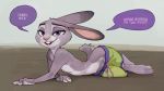  16:9 2020 anthro breasts buckteeth cheek_tuft claws clothed clothing countershade_torso countershading crossdressing crossdressing_female dialogue dipstick_ears disney english_text facial_tuft female fur grey_body grey_fur half-closed_eyes head_tuft hi_res judy_hopps lagomorph leporid looking_at_viewer lost-paw low-riding mammal multicolored_ears narrowed_eyes nipples open_mouth open_smile pink_nose purple_eyes rabbit samur_shalem scut_tail simple_background small_breasts smile solo speech_bubble swimming_trunks swimwear teeth text toe_claws topless tuft v-cut white_body white_countershading white_fur widescreen zootopia 