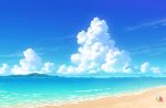  ball beach beachball blue_sky cloud day mountainous_horizon mozukun43 no_humans ocean original sand scenery sky summer 
