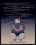  2020 4:5 anthro basil_(mikrogoat) belly bottomwear clothing comic domestic_pig english_text hi_res humanoid_hands male mammal mikrogoat overweight overweight_anthro overweight_male shorts sitting solo suid suina sus_(pig) text url 