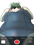  2020 3:4 anthro belly black_nose blush bulge clothed clothing english_text fur kemono male mammal menmen_kesinn overweight overweight_anthro overweight_male simple_background solo text ursid white_background white_body white_fur 