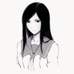  1girl character_request denpa_teki_na_kanojo english_commentary greyscale long_hair miura-n315 monochrome sailor_collar school_uniform simple_background solo 