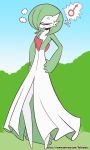  3:5 angry blush clothing dress fuf gardevoir gender_symbol grass green_hair hair hi_res humanoid male nintendo not_furry outside pok&eacute;mon pok&eacute;mon_(species) solo symbol text url video_games ♂ 