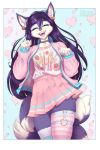  &lt;3 2020 anthro black_hair breasts canid canine clothing collar digital_media_(artwork) fox girly hair hi_res kittysilence male mammal miko_(snowweaver) open_mouth shirt smile solo standing teeth text text_on_clothing text_on_shirt text_on_topwear tongue topwear 