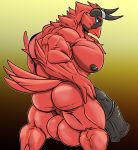  2019 absurd_res animal_genitalia animal_penis anthro balls beak big_balls big_muscles big_penis black_nipples black_penis blue_eyes equine_penis fierglief fur genitals gradient_background hi_res horn huge_balls huge_muscles huge_pecs huge_penis hyper hyper_balls hyper_genitalia hyper_penis looking_at_viewer male muscular muscular_anthro muscular_male nipples nude penis red_body red_fur simple_background solo standing tyrse&#039;s_birdsona vein veiny_penis 