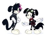  ambiguous_gender animaniacs anthro clothing collar eyewear gloves goggles group handwear punk spadetale wakko_warner warner_brothers yakko_warner 