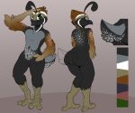  anthro avian backsash better_version_at_source bird butt featureless_crotch galliform looking_at_viewer male model_sheet nude phasianid quail solo 