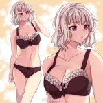  1girl black_bra black_panties bow bow_bra bow_panties bra breasts fate/kaleid_liner_prisma_illya fate/stay_night fate_(series) foudreika highres leysritt magenta_eyes medium_breasts multiple_views navel open_mouth panties underwear underwear_only white_hair 