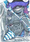  absurd_res bikini black_body breasts clothed clothing female hi_res humanoid mcdave19 monster monster_girl_(genre) not_furry solo swimwear traditional_media_(artwork) 
