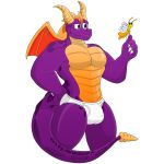  1:1 activision alpha_channel anthro briefs bulge claws clothed clothing dragon duo flying genitals horn male mammal membrane_(anatomy) membranous_wings notkastar purple_body scalie smile solo spyro spyro_the_dragon topless underwear video_games western_dragon wings 