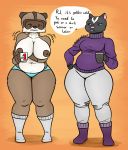  big_breasts black_body black_fur breasts brown_body brown_fur clothed clothing dreamworks duo female footwear fur hi_res mammal mephitid over_the_hedge oystercatcher7 procyonid raccoon rj_(over_the_hedge) simple_background skunk socks stella_(over_the_hedge) thick_thighs topless turtleneck_sweater underwear wide_hips yoga_pants 