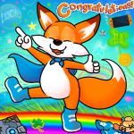  anthro big_ears blue_clothing blue_footwear blue_shoes canid canine clothing footwear fox fur happy lucky_swiftail male mammal nishi orange_body orange_fur rainbow shoes smile solo white_body white_fur young 