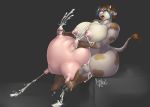  2016 anthro big_udders bovid bovine breasts female fountain_malchemy fur hooves mammal open_mouth solo spots spotted_body spotted_fur teats udders 